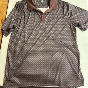 R&R Casuals Men's Brown Patterned Polo Shirt - Size XL